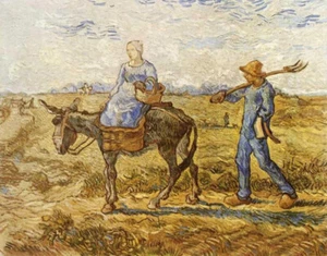Oil painting Vincent Van Gogh - Morning - Peasant Couple Going to Work on canvas - Picture 1 of 1