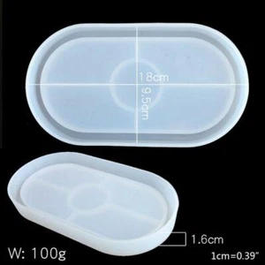 Oval Jewelry Storage Box Plate Silicone Mold Epoxy Molds DIY Coaster Mould - Picture 1 of 6