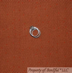 BonEful Fabric Cotton Quilt Brown Orange VTG Herringbone Stripe Dot Thanksgiving - Picture 1 of 12