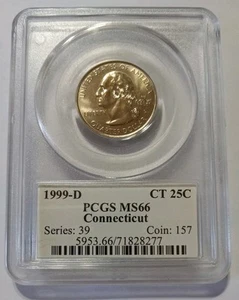1999-D Connecticut State Quarter PCGS MS66 (Flag Holder) - Picture 1 of 2