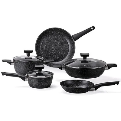 Moneta Magnolia batteria 8 pz antiaderente stone black pentole padelle - Image 1 of 4