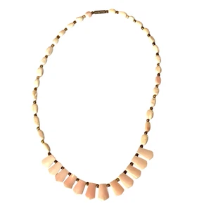 Vintage Engelshaut Koralle Halskette zierlich geometrisch Mid Century Modern Halsband 17" - Bild 1 von 19