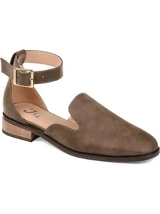 JOURNEE COLLECTION Womens Brown Loreta Square Toe Stacked Heel Flats Shoes 8 - Picture 1 of 11
