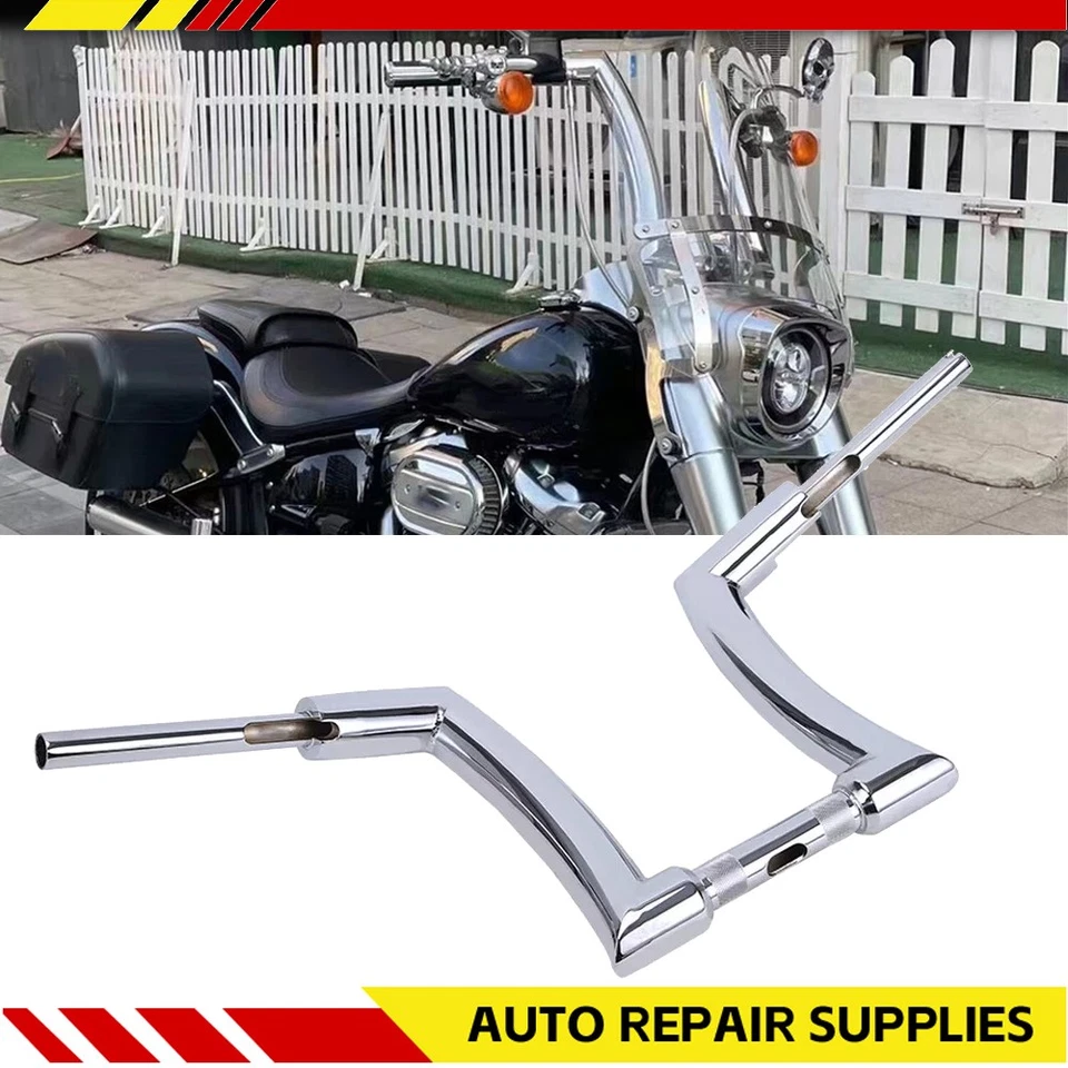 Chrome 12'' Rise Horn Ape Hanger Bar 1-1/4" Handlebars For Harley Touring Models Foto 1 de 4