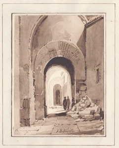 Scène De Rue Tunisienne Aquarelle Dessin A. Barbier 1890 - Picture 1 of 1