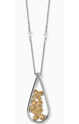 BRIGHTON Everbloom Floral Teardrop 2-Tone Necklace STYLE JM6282 MSRP: $118 NWT - Image 1 of 4