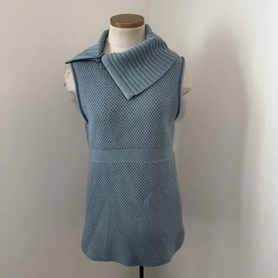 ELIE TAHARI Women’s Small Blue Wool & Cashmere Sleeveless Sweater Vest Cowl Neck - Image 1 of 4