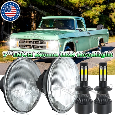 Faros LED redondos de 7 pulgadas DRL para camioneta Dodge D100 D200 D300 1969-1974 Foto 1 de 4