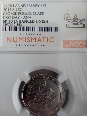 225th Anniversary 2017 s 25c GEORGE ROGERS CLARK First Day SP 70 Enhanced Finish - Image 1 of 2