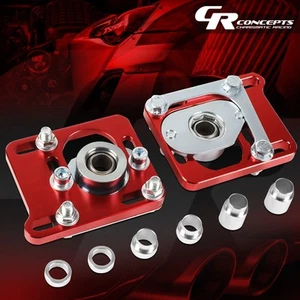 PAIR +/-2.5 ADJUSTABLE FRONT CAMBER CASTER PLATES FOR 94-04 FORD MUSTANG RED - Picture 1 of 5