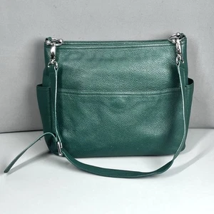 Vintage Furla Pebbled Green Leather Crossbody Handbag w/ Strap - Picture 1 of 22