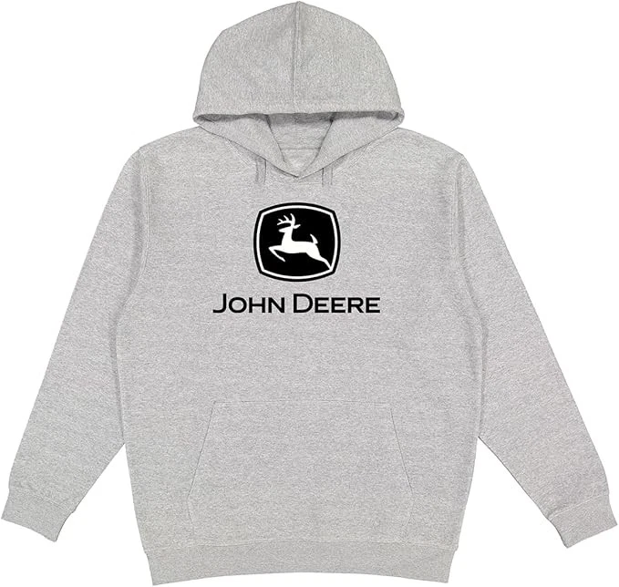 Sudadera con capucha John Deere, logotipo de marca, gris jaspeado, logotipo negro 2XL Foto 1 de 1