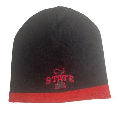 Iowa State Cyclones Knit Beanie Hat Cap Captivating Brand Black & Red-  Acrylic - Image 1 of 4