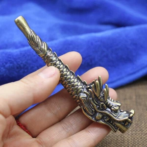 Solid Brass Vintage Dragon Cigarette Holder Filter Pipe Cigarette Pipe Holder  - Picture 1 of 5