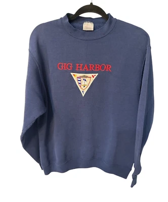 Sudadera Pullover Oneita Power-Sweats Vintage Bordada Gig Harbor Talla Grande Foto 1 de 4