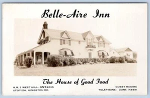 RPPC BELLE-AIRE INN HOUSE OF GOOD FOOD GUEST ROOMS ONTARIO CANADA POSTCARD - Picture 1 of 2
