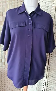 90s Vintage Size 18 JANIQUE violet Dark Purple Ladies Blouse Shirt RR106 - Picture 1 of 11