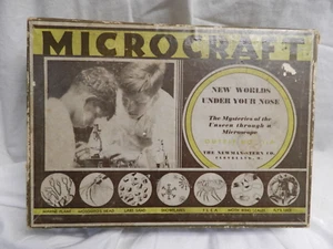 VINTAGE 1932 NEW MAN MICROCRAFT STUDENT FORSCHUNG MIKROSKOP LABOR KIT SET NR. 1-A - Bild 1 von 12