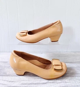 Hotter Court Shoes Size 3 Comfort Concept Patent Leather Beige Buckle Heel - Picture 1 of 18