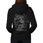 Wellcoda Stockholm City Womens Hoodie, Capital Design on the Jumpers Back