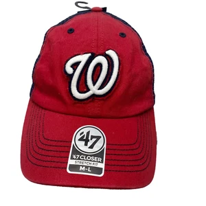 '47 Brand Closer Stretch Red Washington Nationals M/L Baseball Cap Hat New (YB) - Picture 1 of 6
