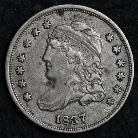 1837 Capped Bust Silver Half Dime CHOICE XF+ FREE SHIPPING E147 XCEE Cover