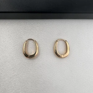 Small Oval Gold Hoop Earrings for Women - Picture 1 of 5