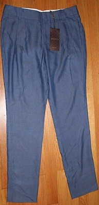 GUCCI 100%RAYON BLUE PLEATED DRESS PANTS SZ EU 40/ US 4 - Image 1 of 4