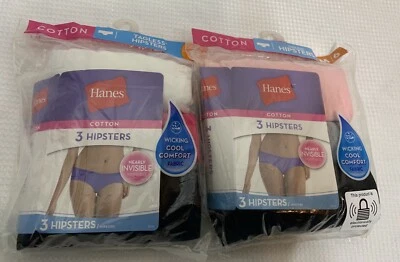 NIP Hanes Comfort Soft Womans Tagless PolyCotton Hipsters 6 M 3pk (Lot Of 2) - Image 1 of 4
