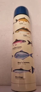 PISCES GIFT REPUBLIC METAL FLASK FISH FISHING THEME USED 29CM TALL - Picture 1 of 6