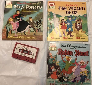 Walt Disney Read-Along Book & Tape set MARY POPPINS Cassette 1977 Lot 3 Books - Picture 1 of 10