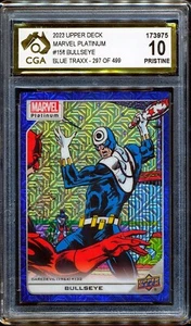 2023 Upper Deck Marvel Platinum Blue Traxx #158 Bullseye 297/499 CGA 10 - Bild 1 von 3