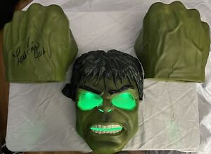 Marvel Incredible Hulk Hands & Light Up Mask Set “Hand Signed By Lou Ferrigno”