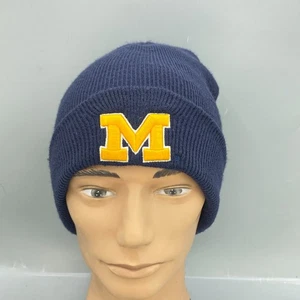 NCAA Michigan Wolverines Gorro Para Hombres Azul Sobre el Campo Terra Waffle Puños Tejido - Imagen 1 de 7