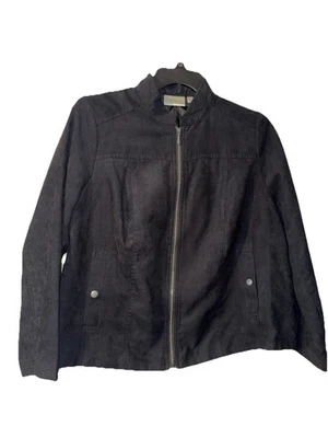 Studio Works искусственной замши молнии Blazer куртка размер 16 черный винтажные карманы - Изображение 1 из 4