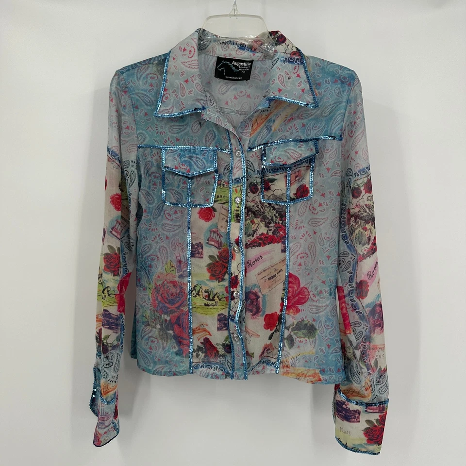 Augustina Leathers Wearable Art Womens Top Size S Sheer Fairy Romantic Boho - Image 1 of 4