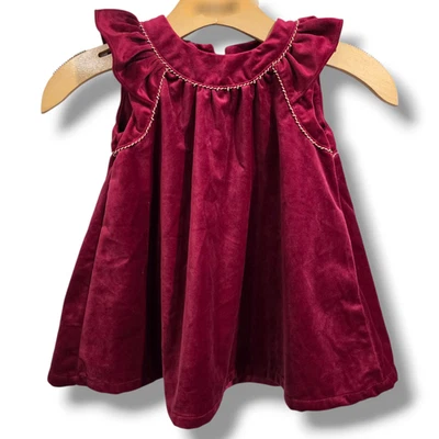 Vestido de fiesta de terciopelo arándano 4T Heirlooms by Polly Flinders para niñas adorno dorado Foto 1 de 4