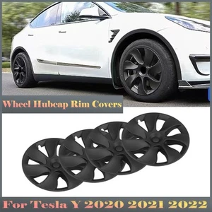 Car Wheel Cover Hub Cap Hubcap Rim Cover Matte Black For Tesla Model Y 2020-2024 - Picture 1 of 19