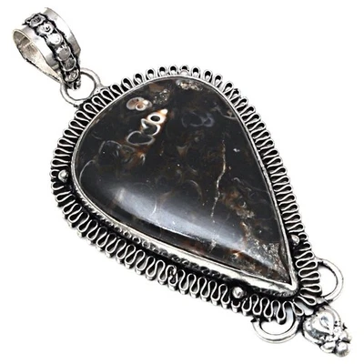 Necklace Turtella Jasper Gemstone Gift For Her Jewelry 2.25" - Image 1 of 4