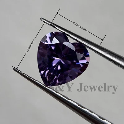 Lote de 50 piezas de piedras preciosas corte corazón amatista circonita cúbica suelta 3x3mm-12x12mm Foto 1 de 4