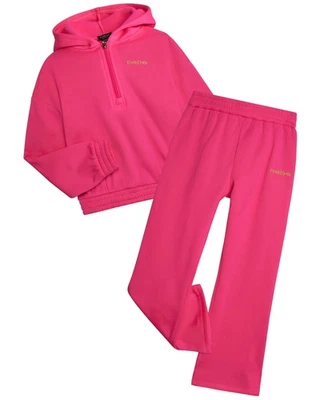 Conjunto de calças de moletom para meninas - 2 peças pulôver de lã com zíper quarto moletom para meninas... - Imagem 1 de 4