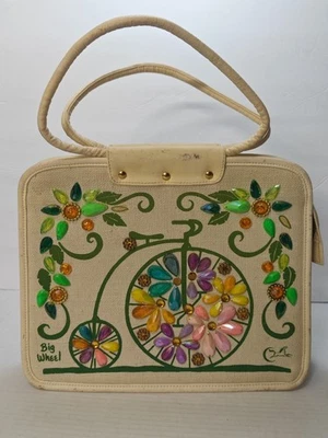 Винтажный Enid Collins бисер драгоценности холст на молнии сумочка наплечная сумка Дамская сумка - Изображение 1 из 4