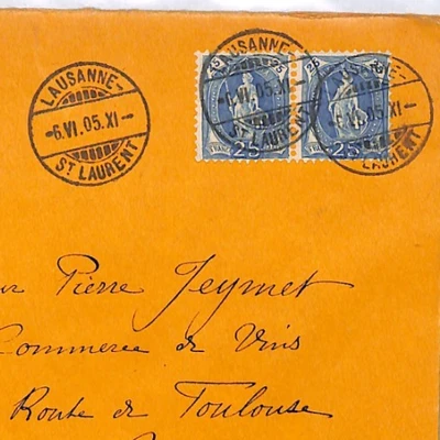 SWITZERLAND Registered 1905 Cover Superb *LAUSANNE-ST.LAURENT* CDS France YQ379 - Image 1 of 4