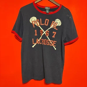 Polo Ralph Lauren Lacrosse 1967 Graphic T Shirt Red Trim Blue XL (18-20) Kids - Picture 1 of 6