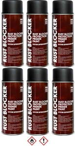 6 x 400 ml Rust Blocker 4in1 Metallschutzlack Rost Schutz schwarz matt RAL 9005 - Bild 1 von 2