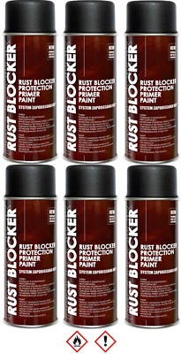 6 x 400 ml Rust Blocker 4in1 Metallschutzlack Rost Schutz schwarz matt RAL 9005 - Bild 1 von 2