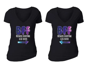 Couples Matching Shirts BFF everyone sucks Matching Couple Vneck T-shirt S-6X BL - Foto 1 di 1