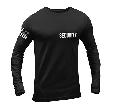 Men's Long Sleeve Security T-Shirt Bright & Bold Screen Printed - Image 1 of 4