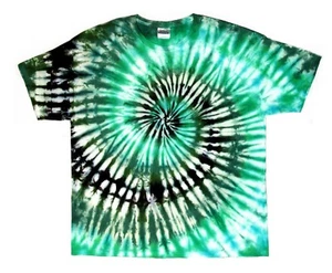 Tie Dye T-Shirt Strick Top Baumwolle TÜRKIS GRÜN SCHWARZ Erwachsene Hippie 2XL - Bild 1 von 2