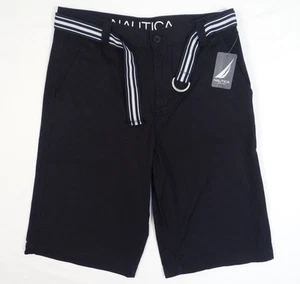 Nautica Black Flat Front Casual Shorts with Belt Youth Boys NWT - Picture 1 of 2